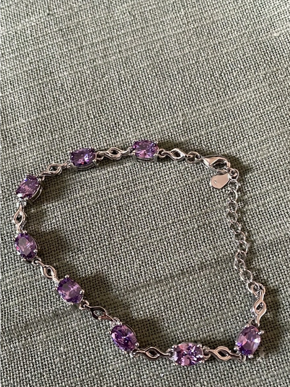 Sterling Silver jewelry set featuring Amethyst Stone & white crystals - Picture 4 of 11